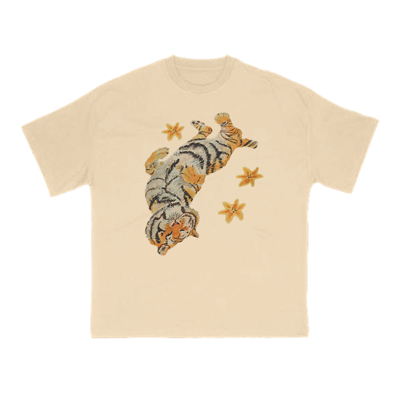 Lazy tiger Print T-shirt - Apricot - US16-18(2XL) - image 5