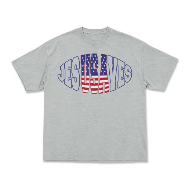 Patriotic Star Stripe Print T-Shirt - Grey - US16-18(2XL) - image 10