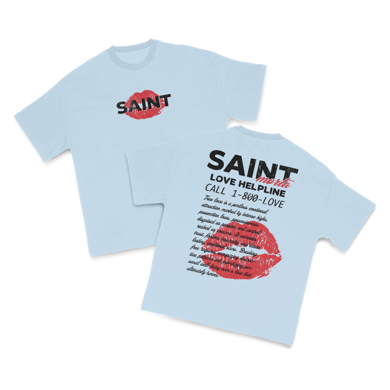 Love Helpline Print T-shirt - Light Blue - US16-18(2XL) - image 7