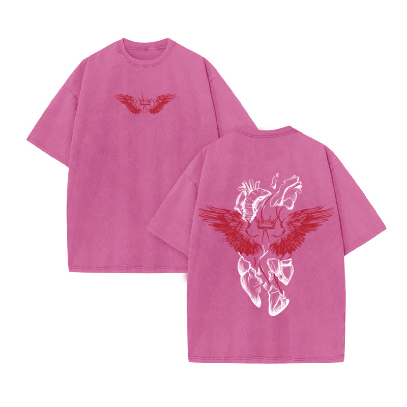 Unisex God Loves The World John 3:16 Print Acid Washed T-shirt - Pink - US20-22(3XL) - image 4