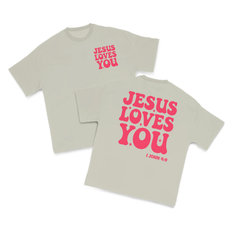 Jesus Loves You 1 John 4:9 Print T-shirt - Warm Grey - US16-18(2XL) - image 4