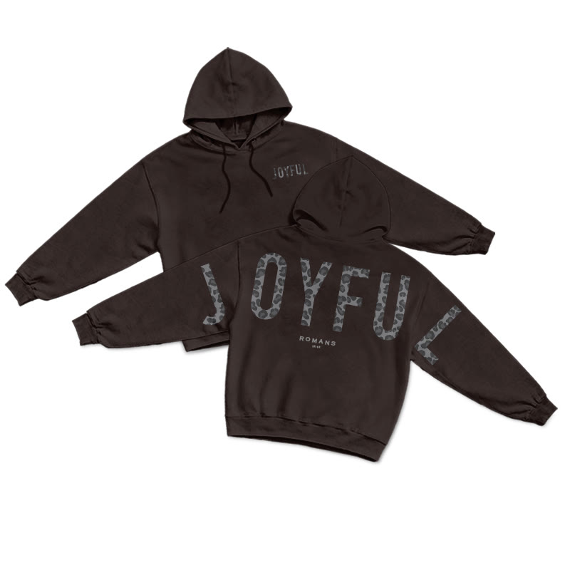 Leopard Design Joyful Romans 12:12 Print Hoodie - Coffee - US16-18(2XL) - image 5