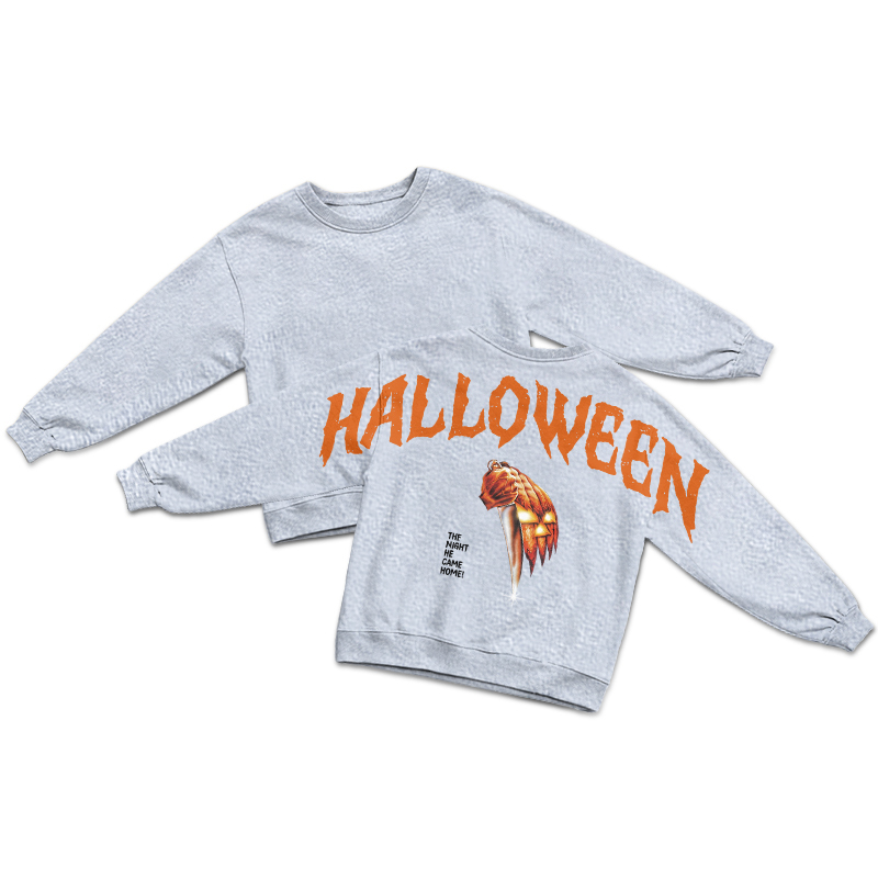 Streetwear Halloween Back Print Round Neck Sweatshirt - Grey - US16-18(2XL) - image 5
