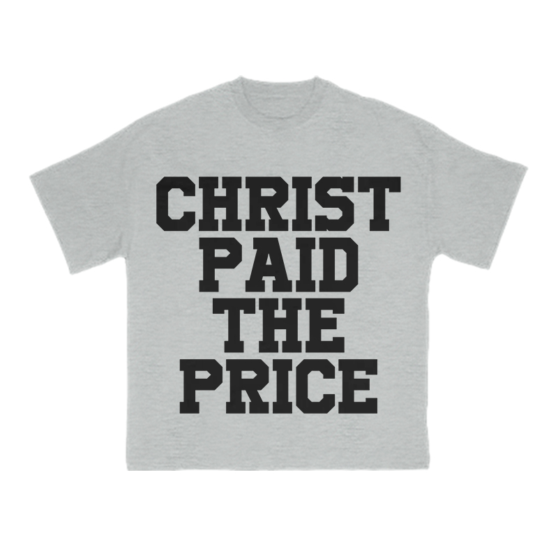 Christ Paid The Price Print T-shirt - Grey - US16-18(2XL) - image 4