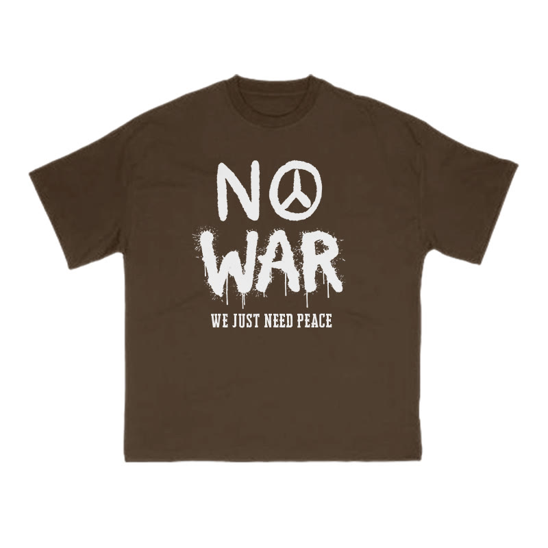 No War We Just Need Peace Print T-shirt - Coffee - US16-18(2XL) - image 6