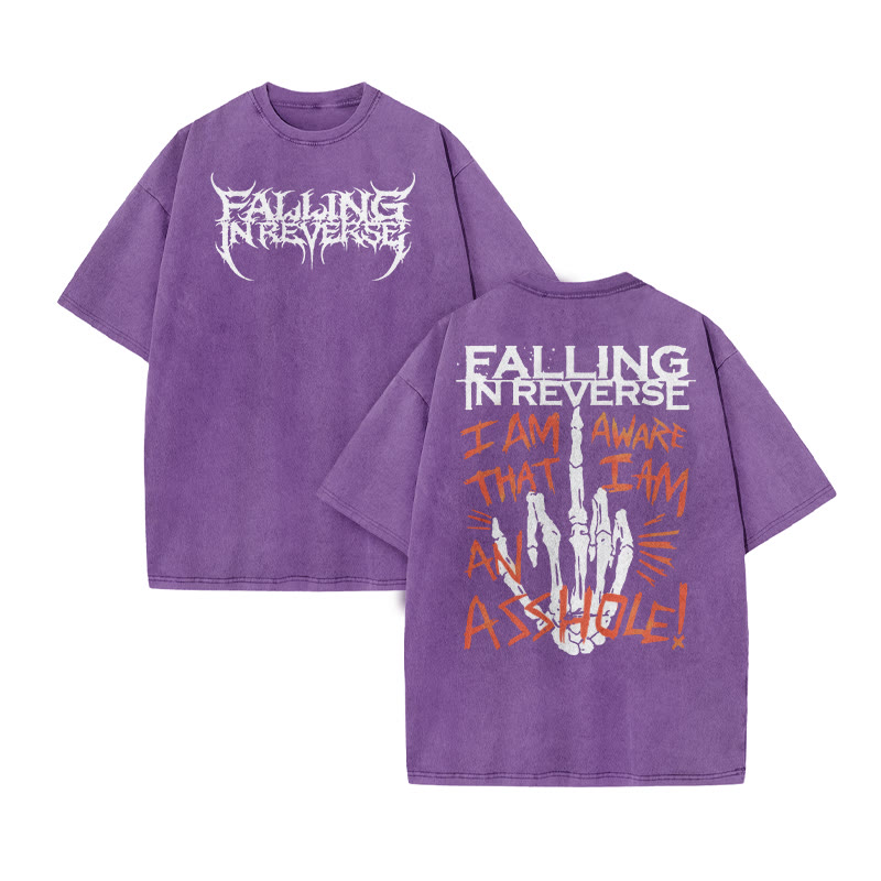 Unisex I Am Aware That I Am An A$$hole Print Acid Washed T-shirt - Purple - US20-22(3XL) - image 8