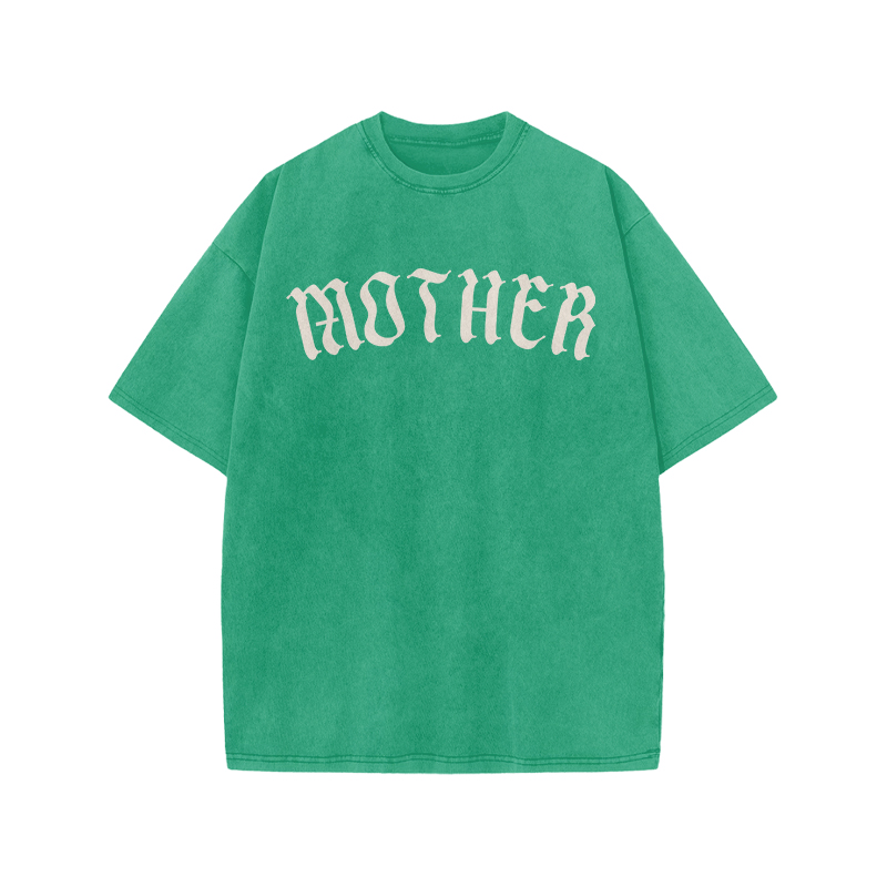 Mother Print Acid Washed T-shirt - Green - US20-22(3XL) - image 9