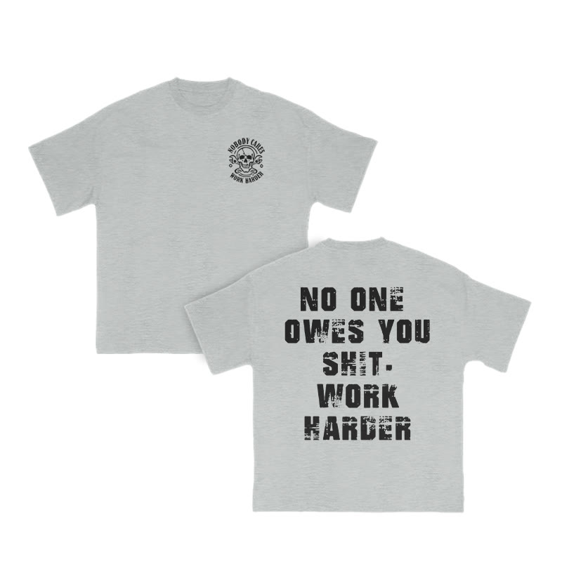 Unisex Work Harder Print T-shirt - Grey - US16-18(2XL) - image 4