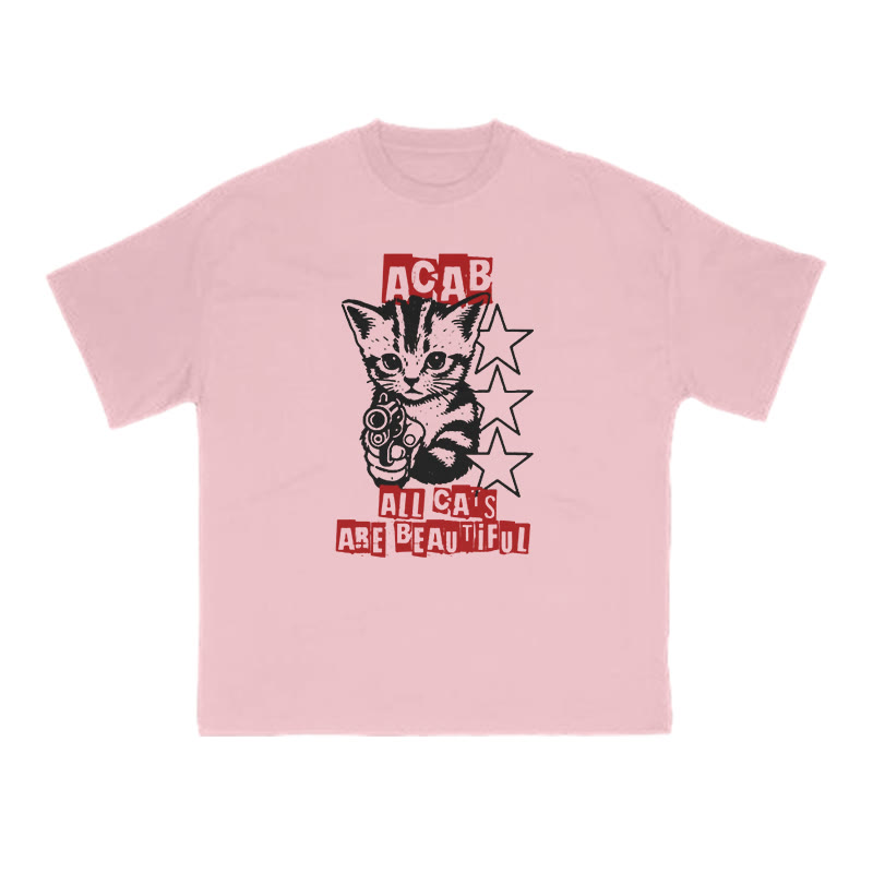 Unisex 100% Cotton All Cats Are Beautiful Print T-shirt - Pink - US16-18(2XL) - image 9