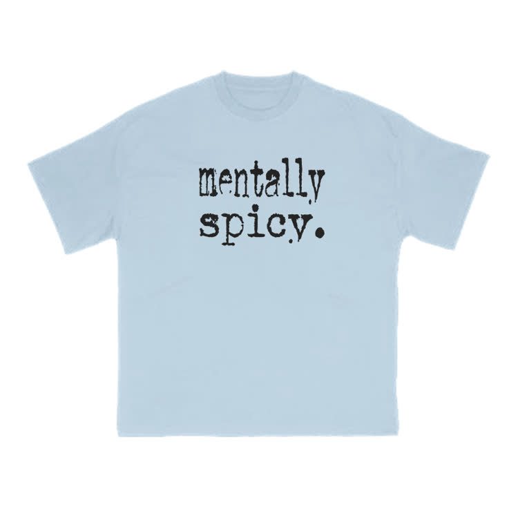 Mentally Spicy Print T-shirt - Light Blue - US16-18(2XL) - image 13