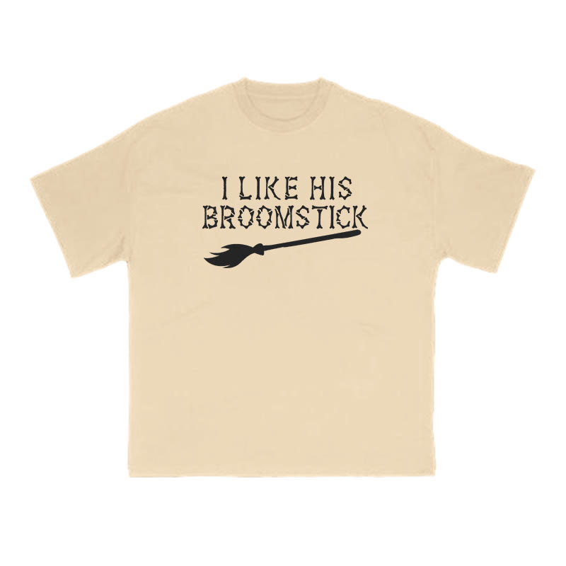 Unisex 100% Cotton I Like His Broomstick Halloween Print Couple T-shirt - Apricot - US16-18(2XL) - image 5