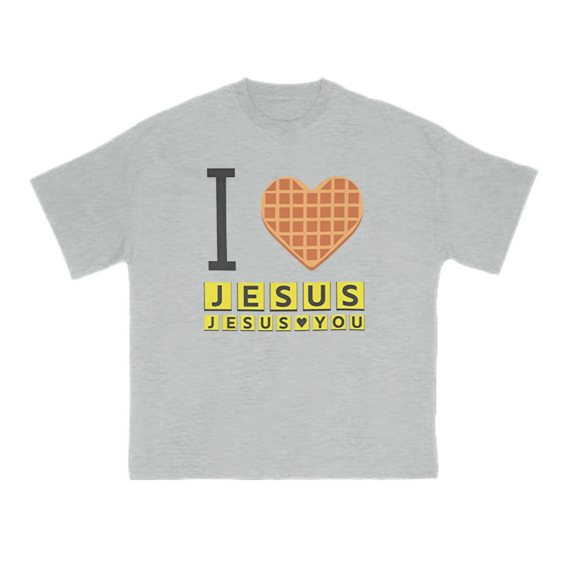 Unisex I Love Jesus Jesus Loves You Print T-shirt - Grey - US16-18(2XL) - image 3