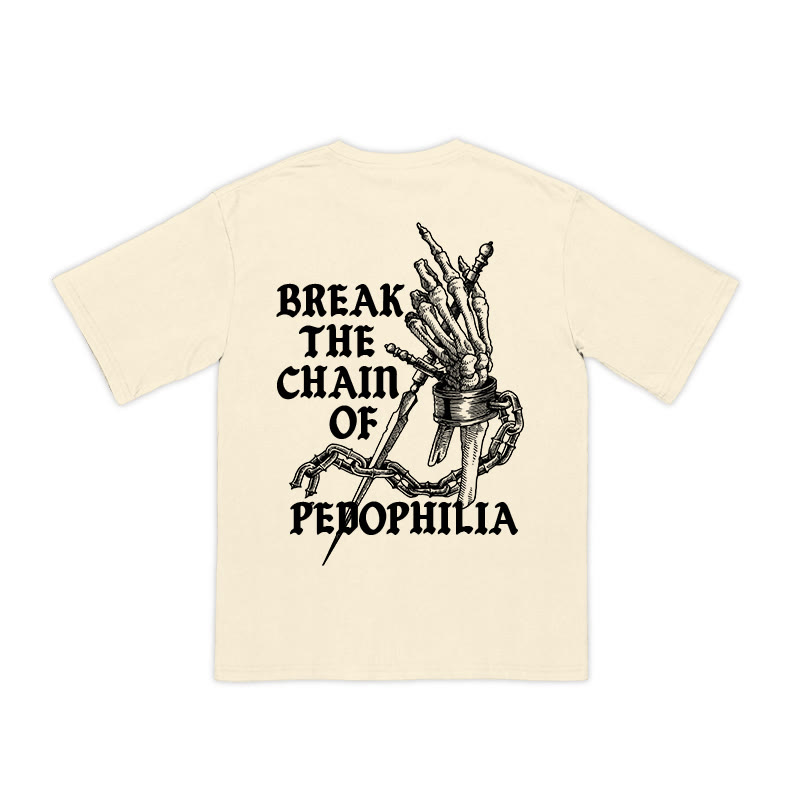 Unisex 100% Cotton Break The Chain Of Pedophilia Print Causal T-shirt - Apricot - US16-18(2XL) - image 4