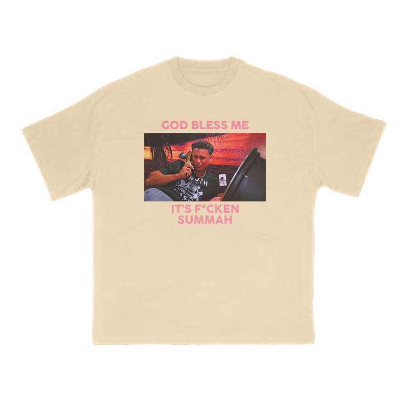 God Bless Me It's F*cken Summah Print T-shirt - Apricot - US16-18(2XL) - image 5