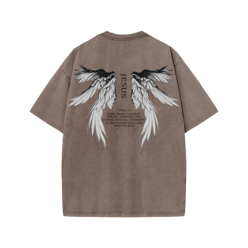 Unisex Titus 2:15 Print Acid Washed T-shirt - Coffee - US20-22(3XL) - image 3