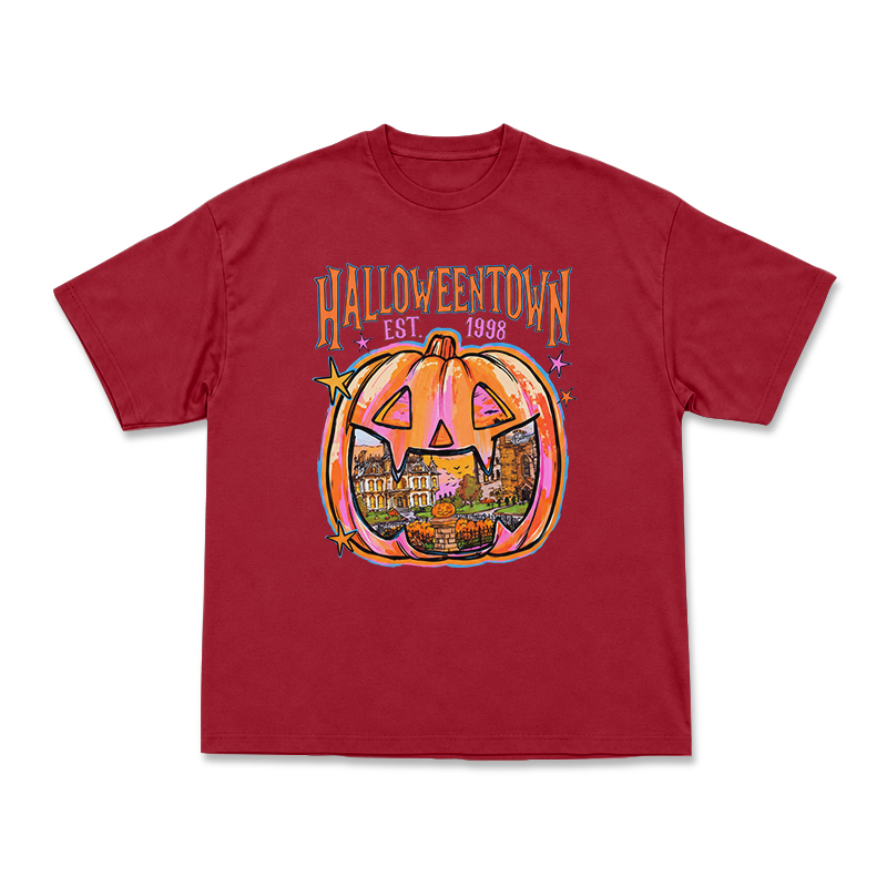 Vintage Halloweentown Pumpkin Round Neck Graphic Print T-Shirt - Red - US16-18(2XL) - image 3