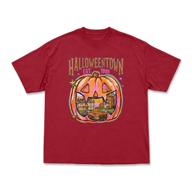 Vintage Halloweentown Pumpkin Round Neck Graphic Print T-Shirt - Red - US16-18(2XL) - image 3