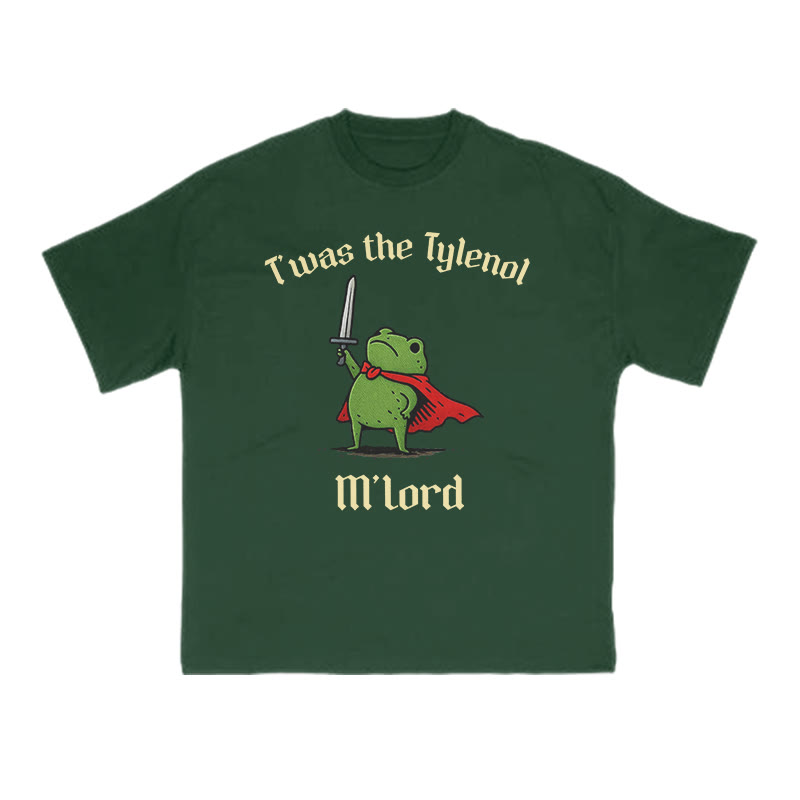 Unisex T'was The Tylenol M'lord Armored Frog Print T-shirt - Green - US16-18(2XL) - image 9