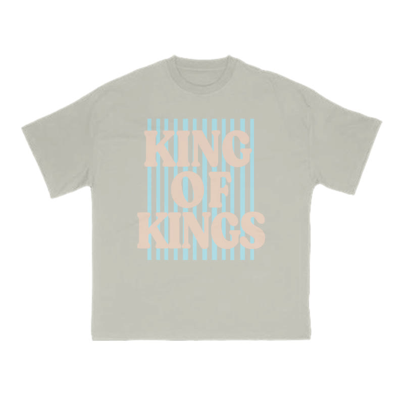 Unisex 100% Cotton King Of Kings Stripes Print T-shirt - Warm Grey - US16-18(2XL) - image 7