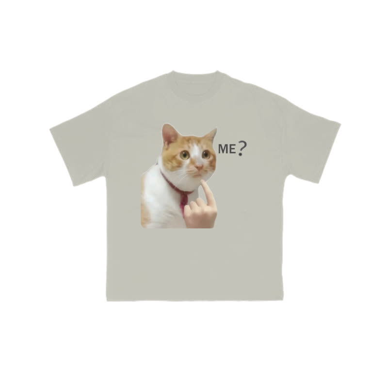 Unisex 100% Cotton Suspicious Cat Print T-shirt - Warm Grey - US16-18(2XL) - image 4