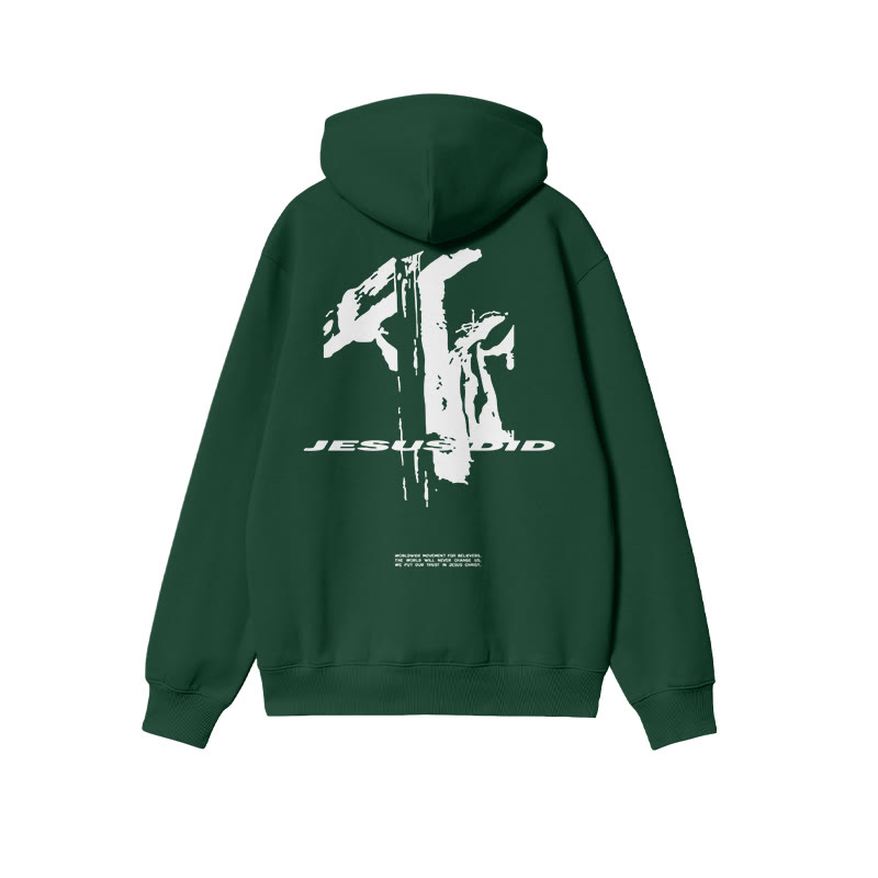 Jesus Did Print Hoodie - Dark Green - US16-18(2XL) - image 6