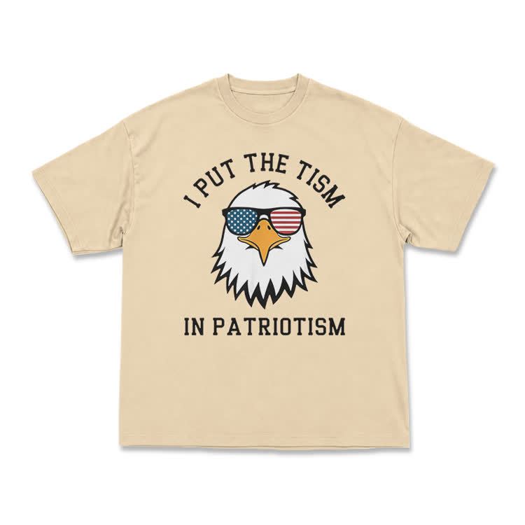 Casual I Put the Tism in Patriotism Eagle Graphic T-Shirt - Apricot - US16-18(2XL) - image 5