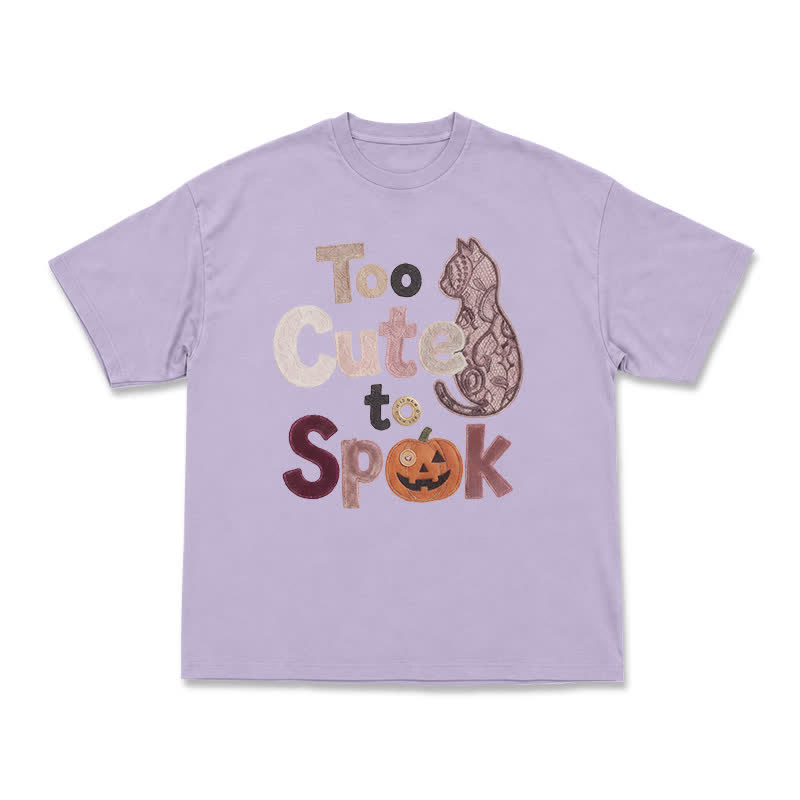 Playful Halloween Cat Silhouette Boxy Crewneck T-Shirt - Purple - US16-18(2XL) - image 11