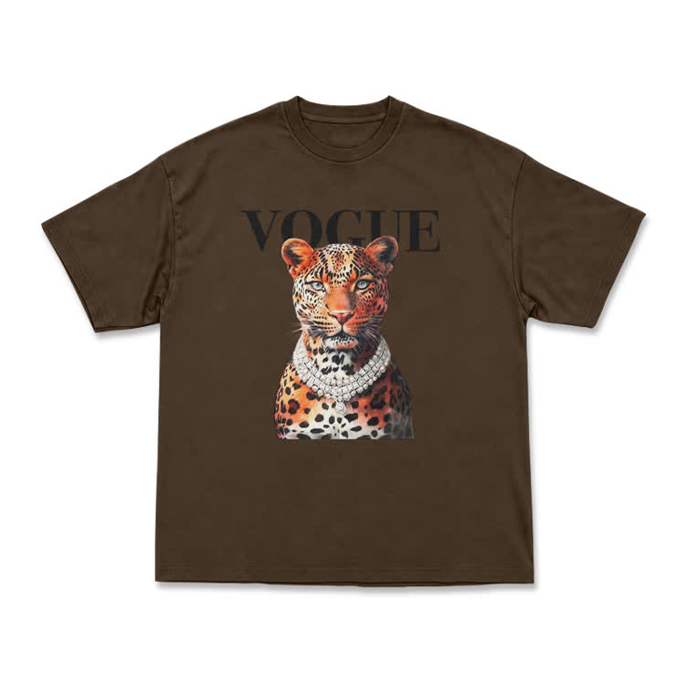Vogue Pearl Leopard Oversized Graphic T Shirt - Coffee - US16-18(2XL) - image 10