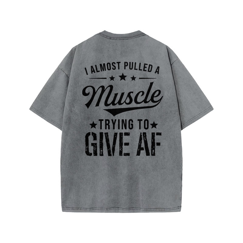 100% Cotton Muscle Gym Print Acid Washed T-shirt - Grey - US20-22(3XL) - image 4