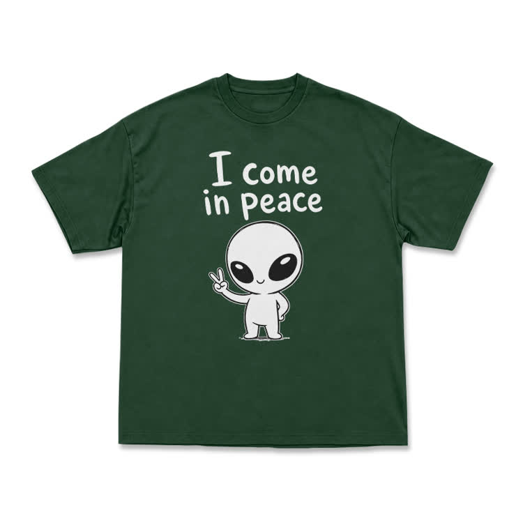 I Come in Peace Alien Graphic T-Shirt - Green - US16-18(2XL) - image 14