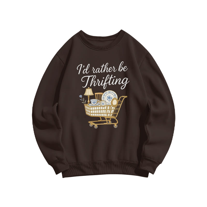 I'd Rather Be Thrifting Print Sweatshirt - Coffee - US16-18(2XL) - image 5