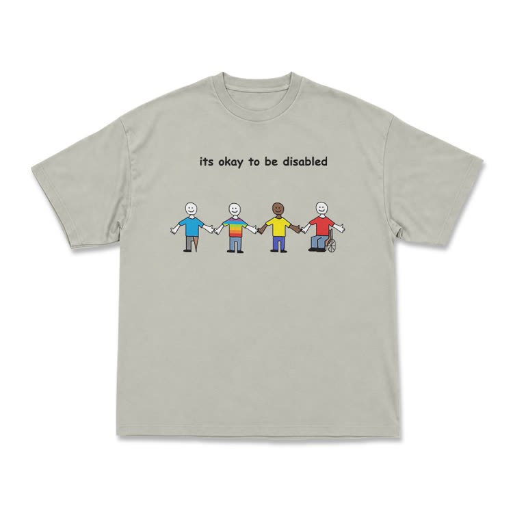 Its Okay To Be Disabled Graphic Crew Neck T-Shirt - Warm Grey - US16-18(2XL) - image 4