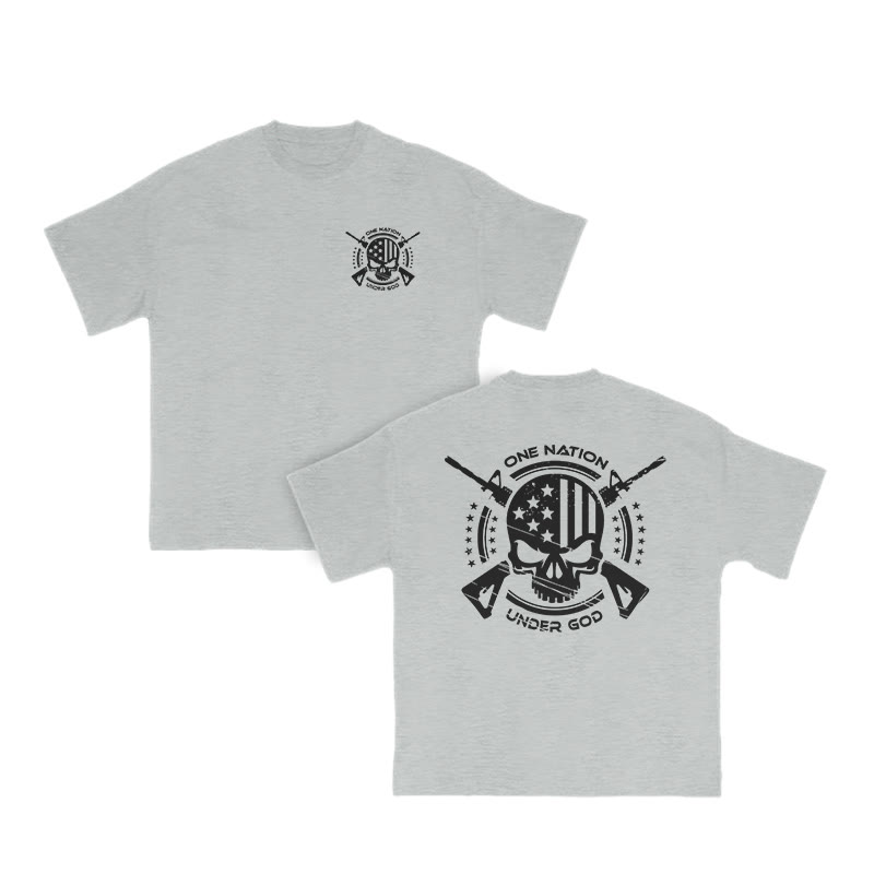 Unisex 100% Cotton One Nation Under God Print T-shirt - Grey - US16-18(2XL) - image 4