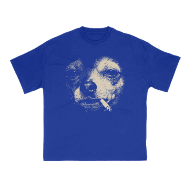 Smoking Dog Meme Print T-shirt - Blue - US16-18(2XL) - image 13