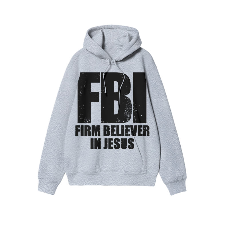 Unisex Firm Believer In Jesus Print Hoodie - Grey - US16-18(2XL) - image 3
