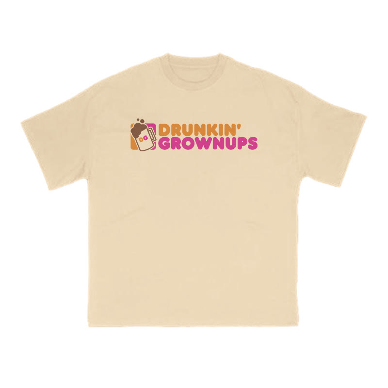 Drunkin Grownups Print T-shirt - Apricot - US16-18(2XL) - image 5