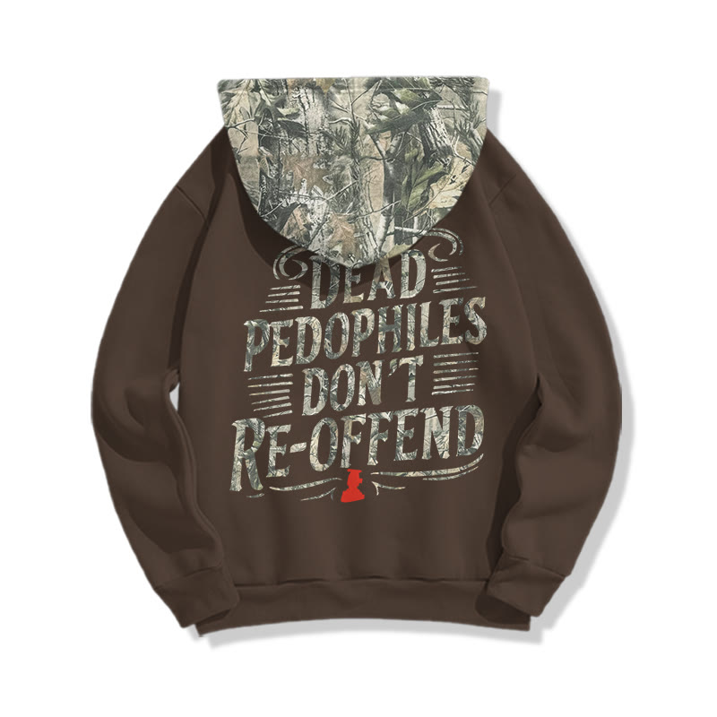 Creative Dead Pedophiles Don't Re-offend Protect The Innocent Dead Leaves Camouflage Print Causal Hoodie - Coffee - US44-46(8XL) - image 5