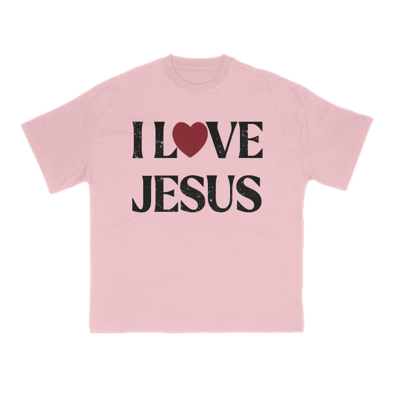 I Love Jesus Distressed Print Valentine's Day T-shirt - Pink - US16-18(2XL) - image 3