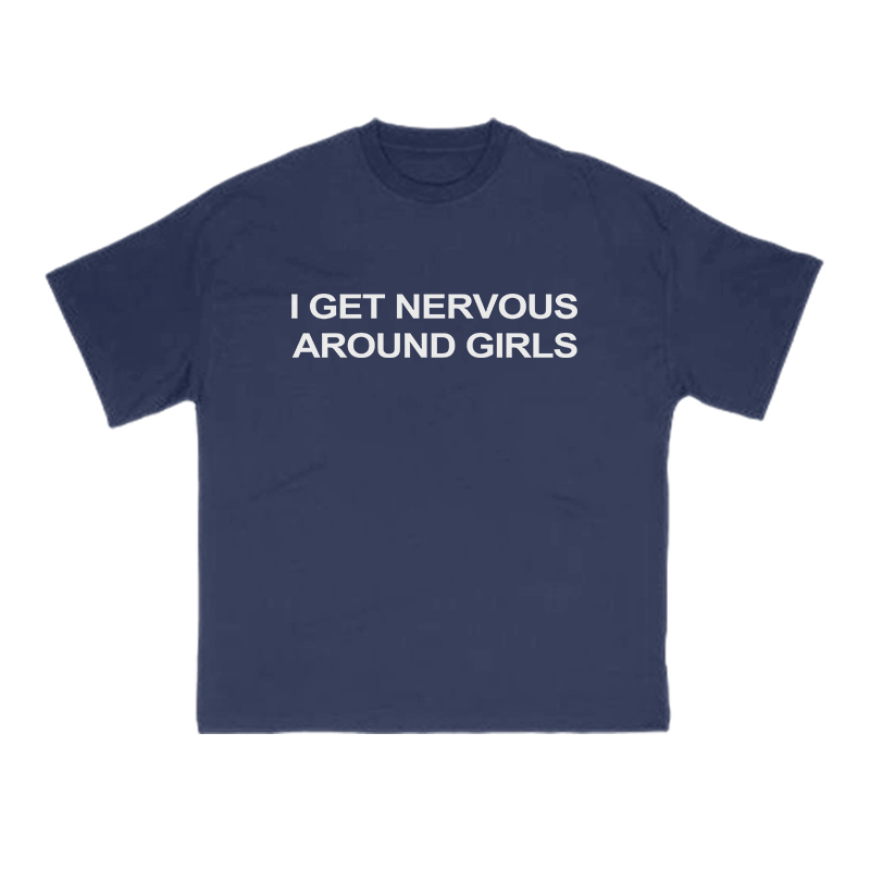 I GET NERVOUSAROUND GIRLS Print T-shirt - Navy Blue - US16-18(2XL) - image 12