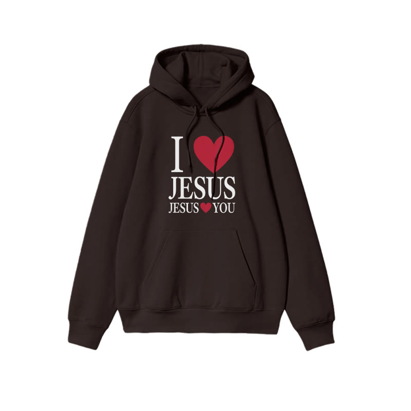 Unisex 100% Cotton I Love Jesus Jesus Loves You Print Hoodie