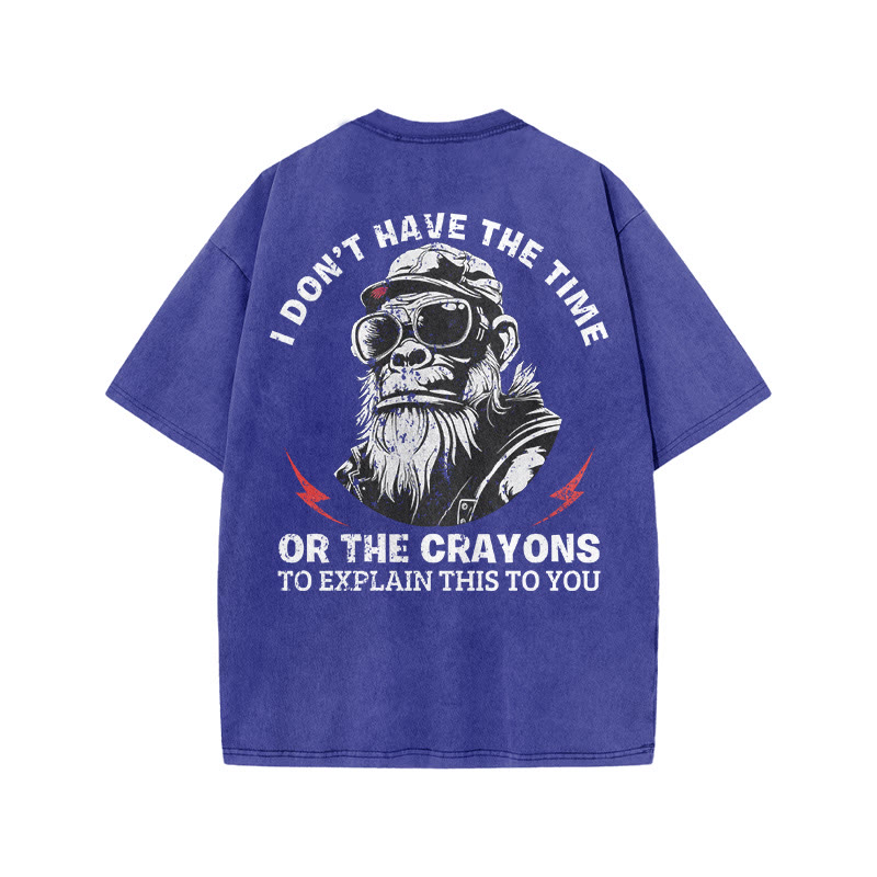 Gym 100% Cotton I Don't Have The Time Print Acid Washed T-shirt - Blue - US20-22(3XL) - image 7