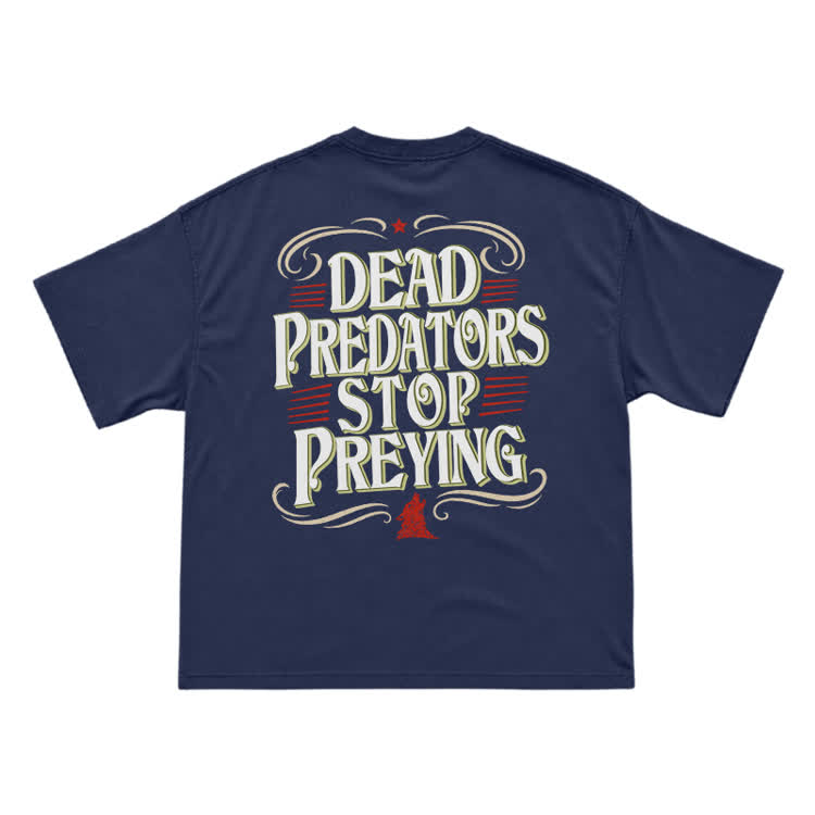 Vintage Dead Predators Stop Preying Back Graphic T-Shirt - Navy Blue - US16-18(2XL) - image 10