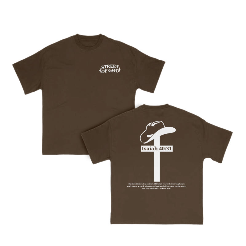 Unisex Street Of God Print T-shirt - Coffee - US16-18(2XL) - image 7