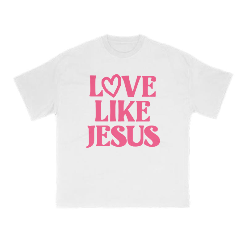 Love Like Jesus Valentine's Day Print T-shirt - White - US16-18(2XL) - image 3