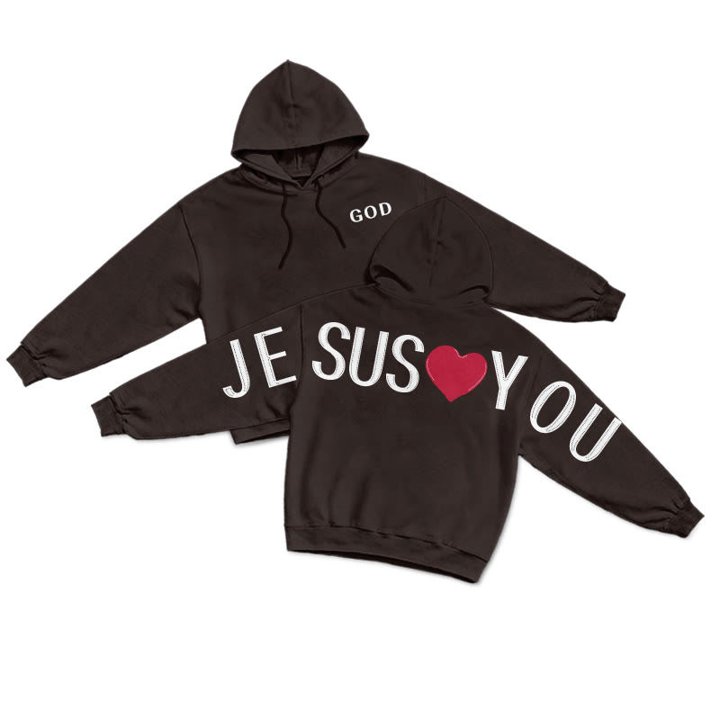 Jesus Loves You Street Style Print Hoodie - Coffee - US16-18(2XL) - image 5