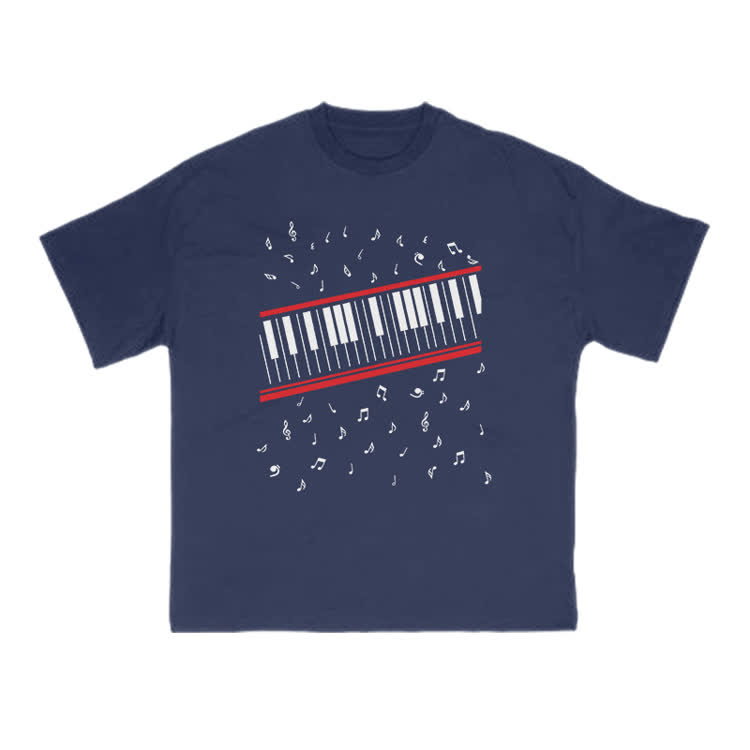 Lovely Piano Musical Note Print T-shirt - Navy Blue - US16-18(2XL) - image 9