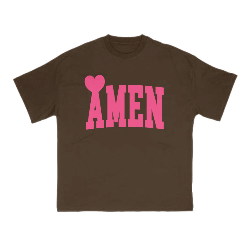 Amen Valentine's Day Print T-shirt - Coffee - US16-18(2XL) - image 8