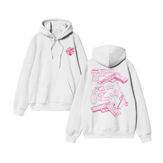 Color Block Gun Print Hoodie - White - US16-18(2XL) - image 3