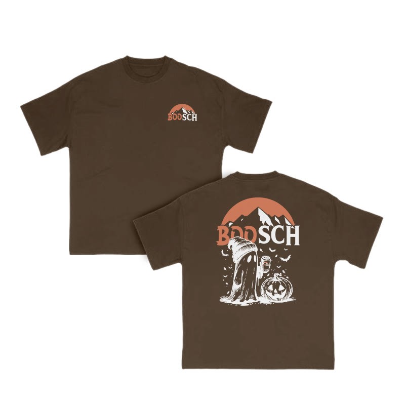 Unisex Funny Boosch Pumpkin Halloween Print T-shirt - Coffee - US16-18(2XL) - image 8