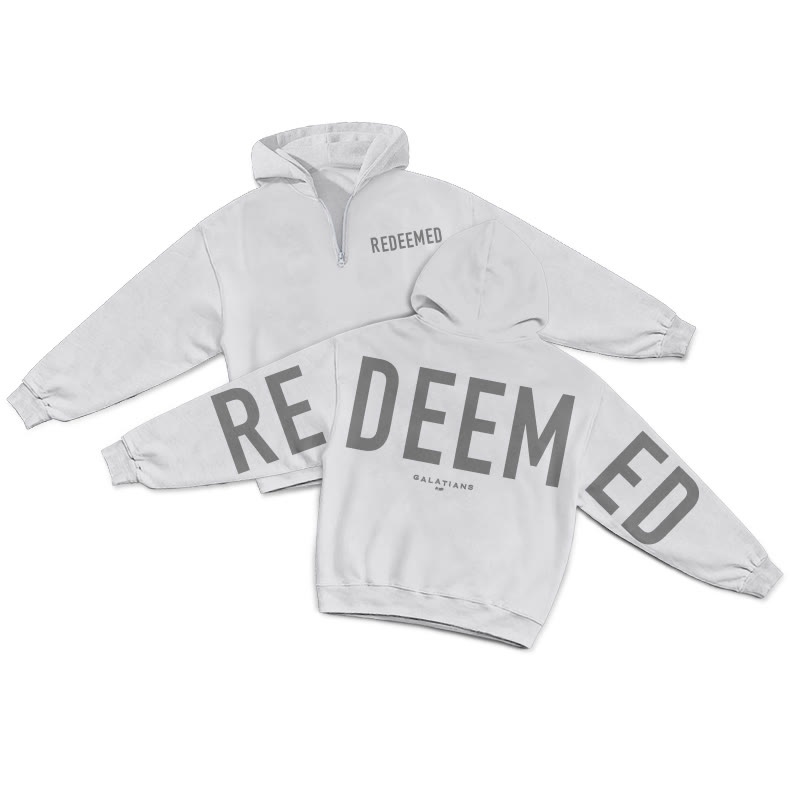 Redeemed Galatians 2:20 Print Half Zip Hoodie - Light Gray - US32-34(5XL) - image 10